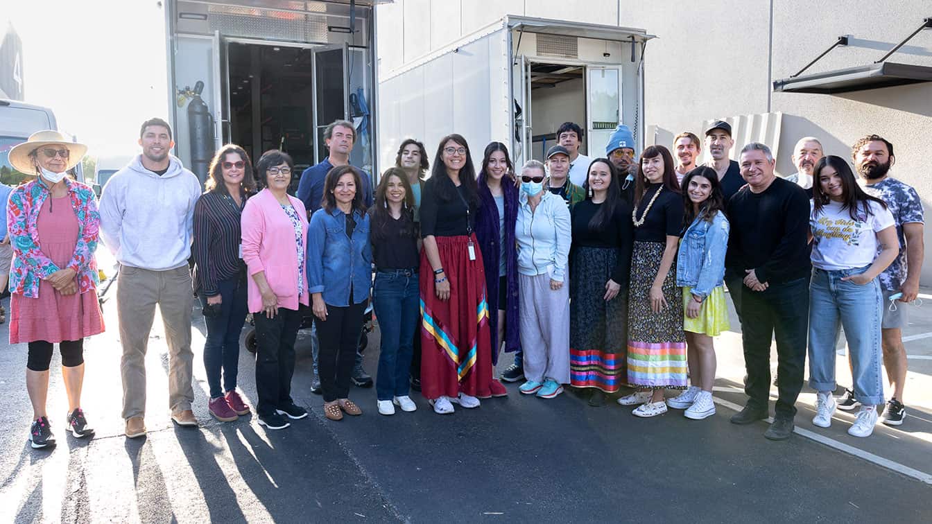 Choctaw Nation collaborators, cast and director on Set of Marvel Studios Echo