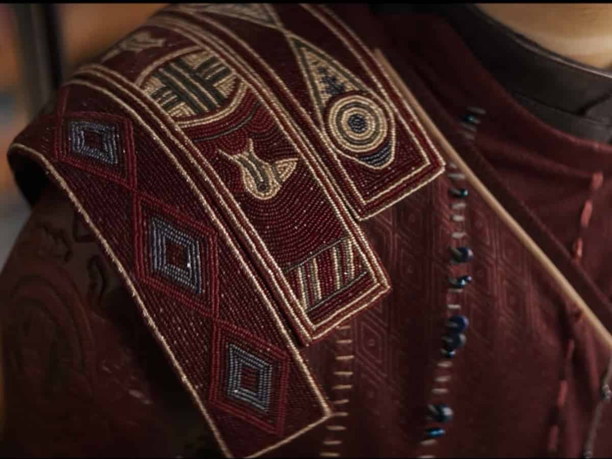 Closeup of Choctaw Symbols Integrated into Costume for Marvel Studios Echo
